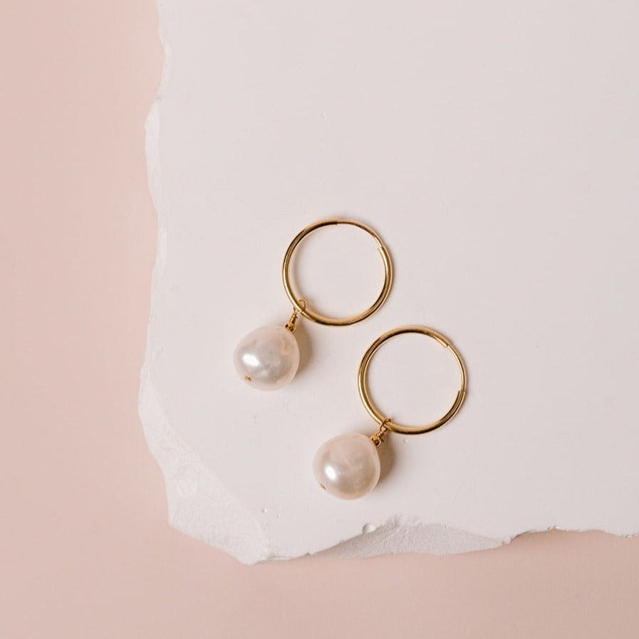 Baroque pearl hoops