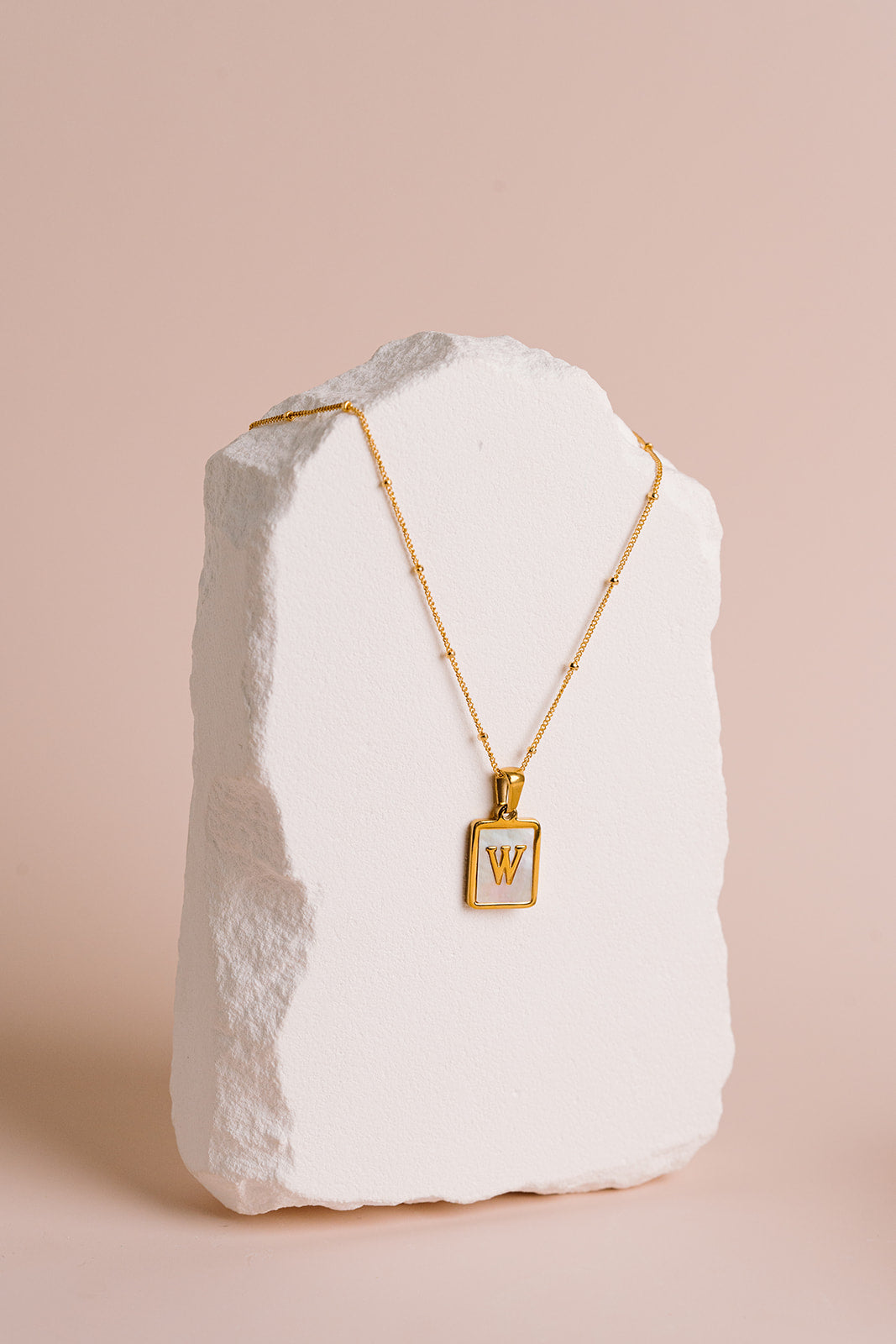 Mother of pearl initial necklace