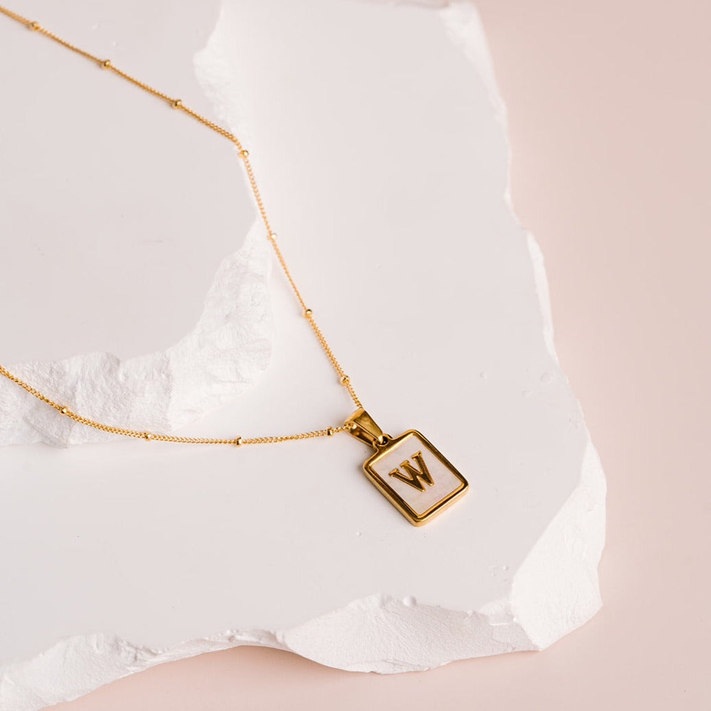 Mother of pearl initial necklace