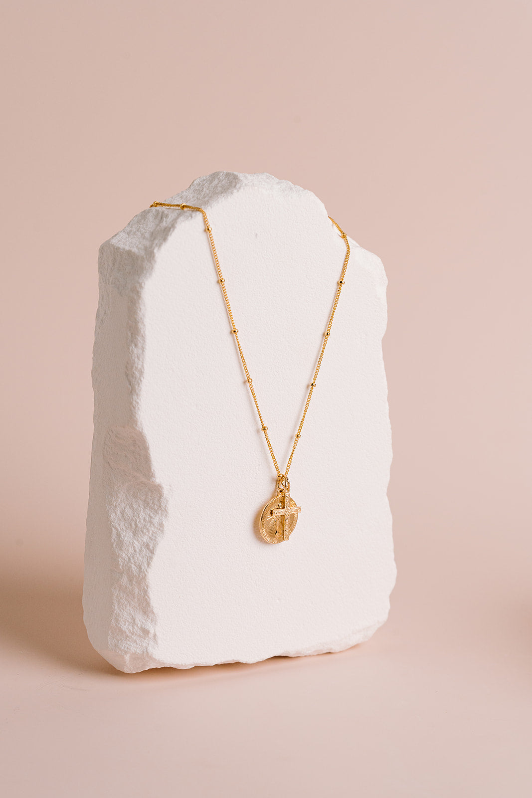 Round Mary & Cross Necklace